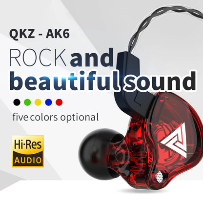 Cable de 3,5 mm Auriculares con cable QKZ AK6 HiFi Auriculares de calidad de sonido